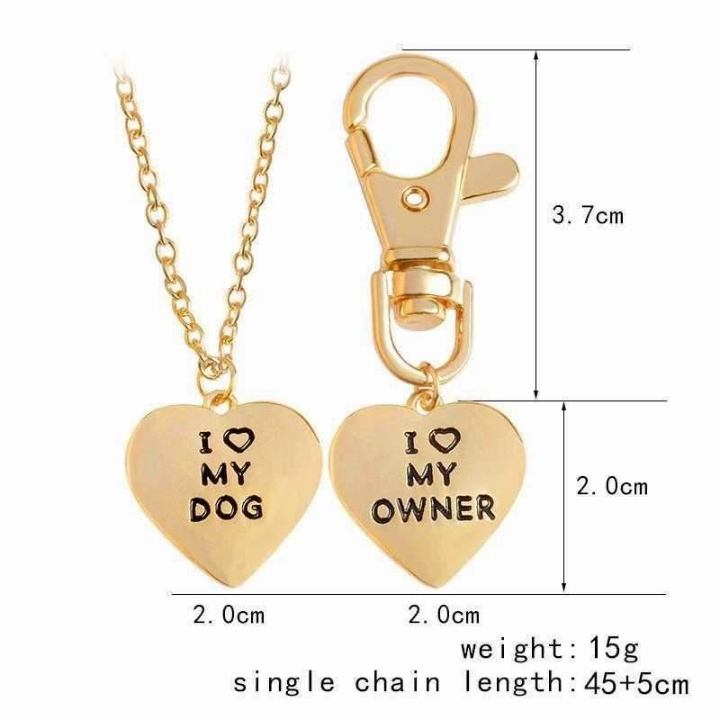 "I  MY DOG" Necklace and "I  MY OWNER" Collar Charm