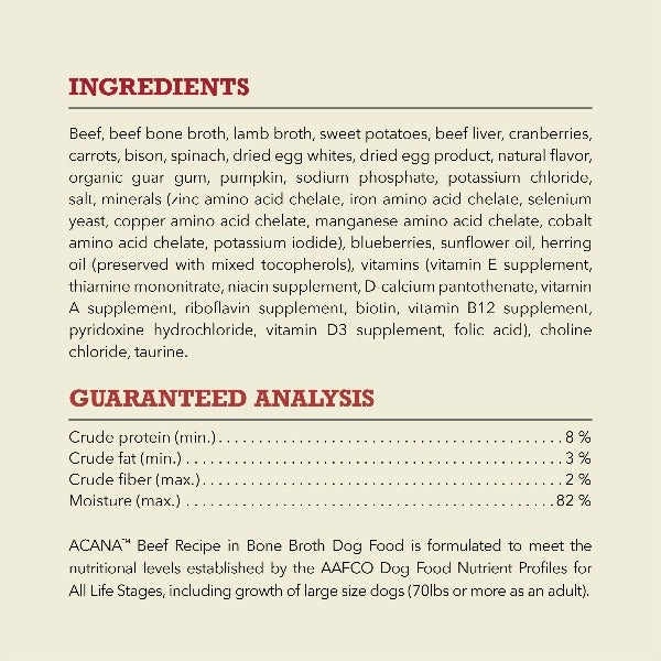 ACANA Beef Recipe in Bone Broth Canned Dog Food