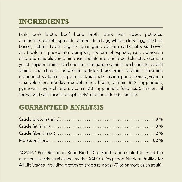 ACANA Pork Recipe in Bone Broth Canned Dog Food