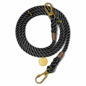 Adjustable Cotton Rope Dog Leash Black