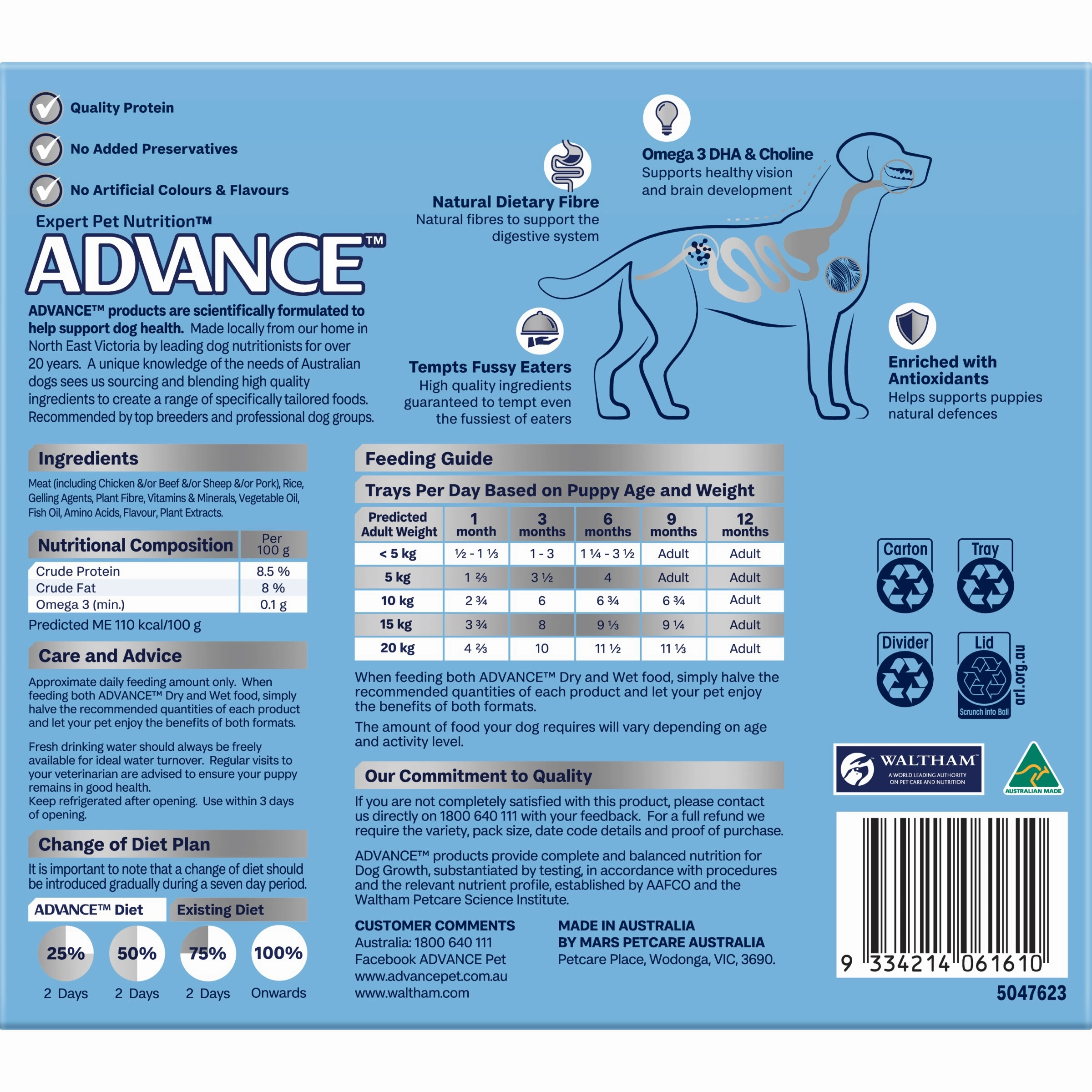 ADVANCE - Puppy Growth Chicken with Rice Dog Wet Food (100g x 12pk)