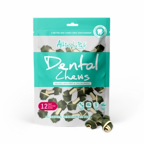 Altimate Pet Dog Dental Chews Infused with Mint & Chlorophyll - Mint Knotted Bone 12pcs