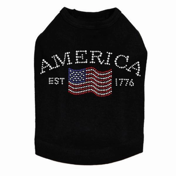 America Rhinestone Dog Tank