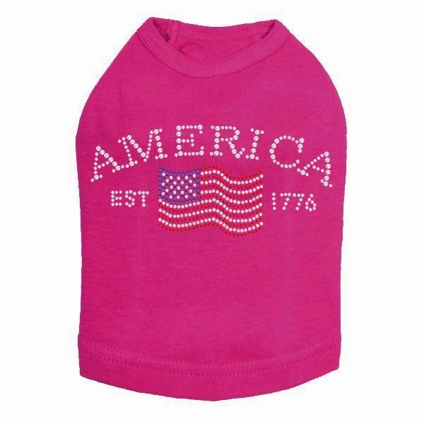 America Rhinestone Dog Tank