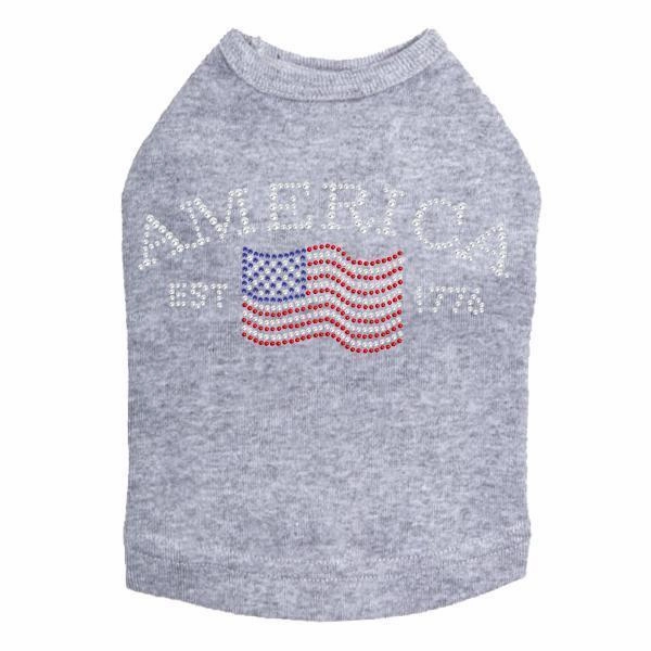America Rhinestone Dog Tank