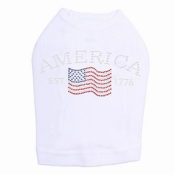 America Rhinestone Dog Tank