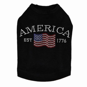 America Rhinestone Dog Tank