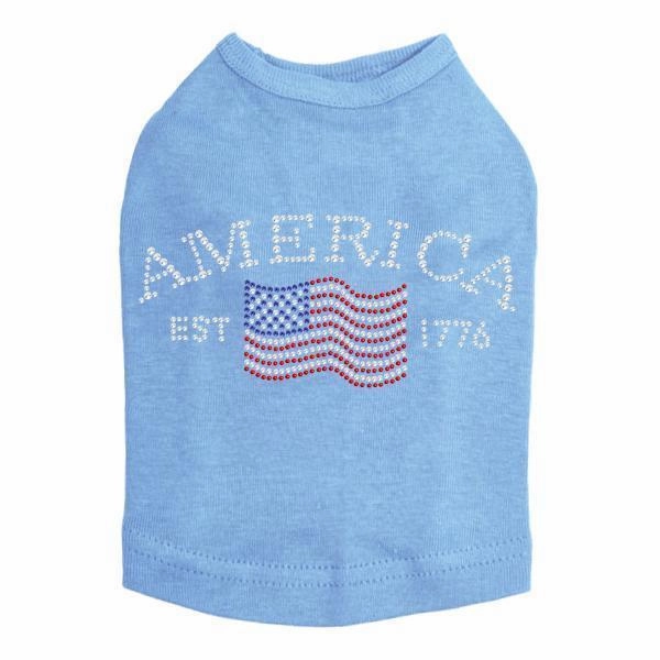 America Rhinestone Dog Tank