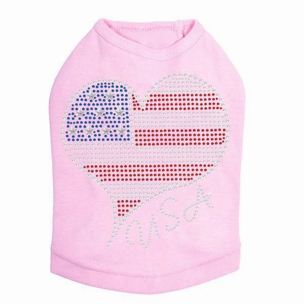 American Heart Rhinestone Dog Tank