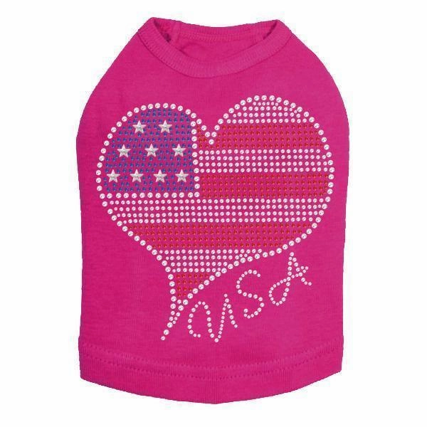 American Heart Rhinestone Dog Tank