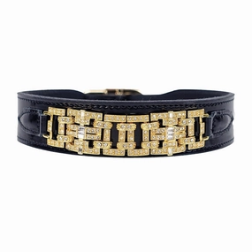 Art Deco Collection Dog Collar Black Patent/Gold