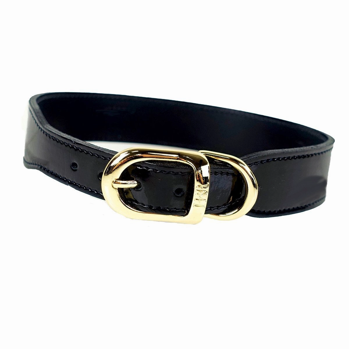 Art Deco Collection Dog Collar Black Patent/Gold