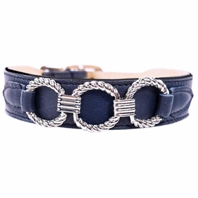 Athena Collection Dog Collar French Navy/Nickel