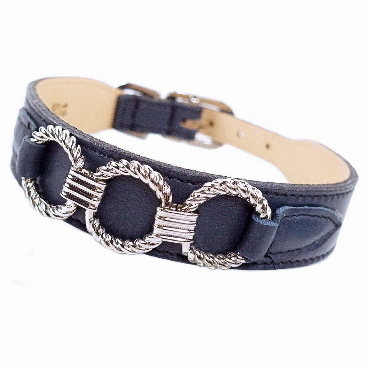 Athena Collection Dog Collar French Navy/Nickel