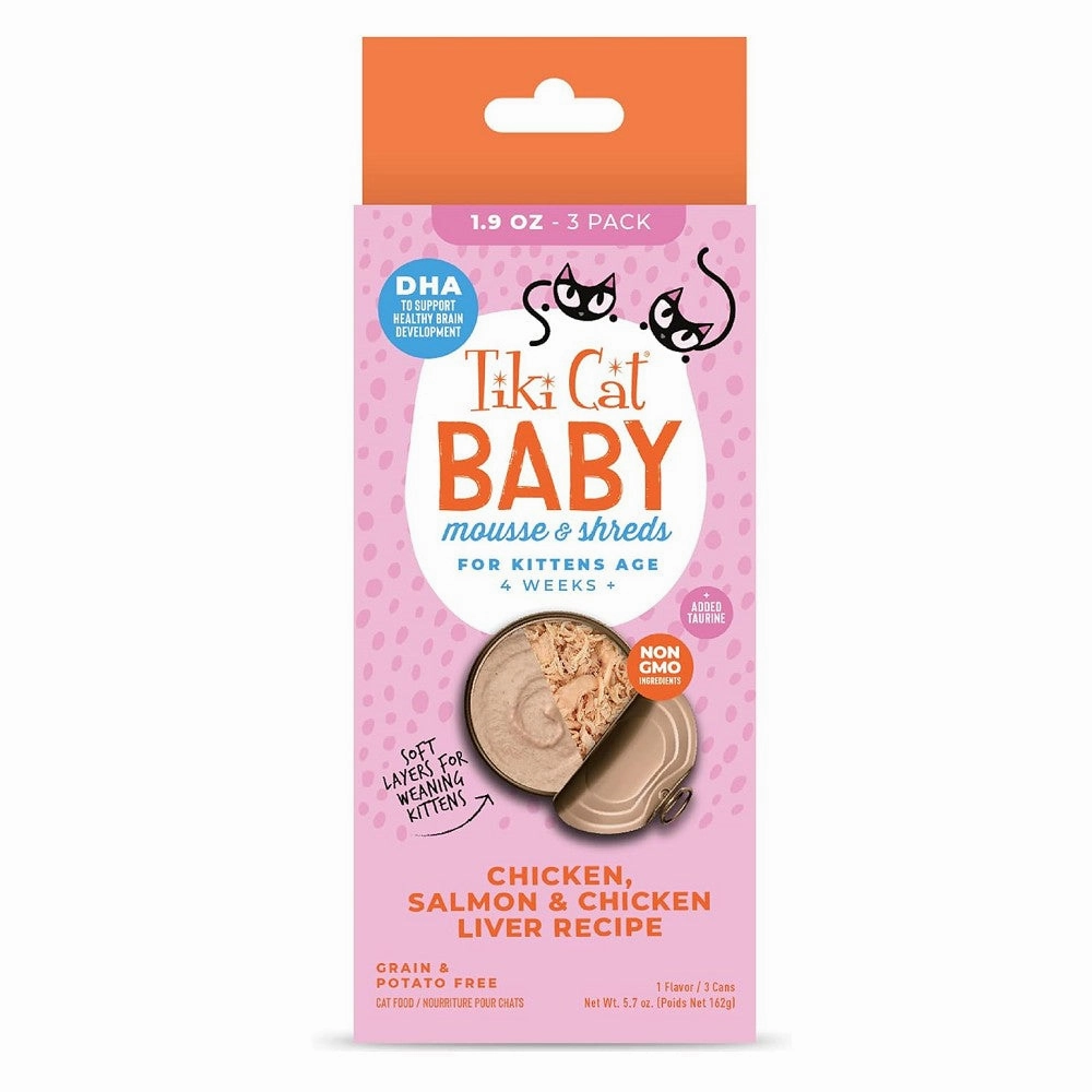 Baby - Mousse & Shreds For Kittens - Chicken , Salmon & Chicken Liver Cat Can