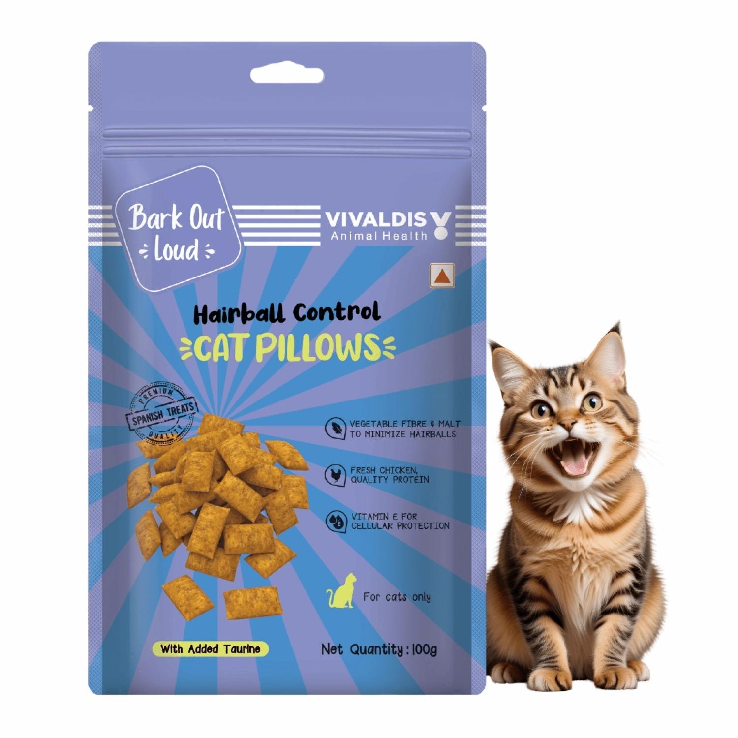 Bark Out Loud by Vivaldis Hairball Control and Sensitive Gut Pillow Cat Treats Combo