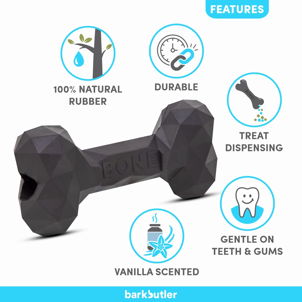 Barkbutler Chu the bone Treat Dispensing Toy for Dogs (Black)