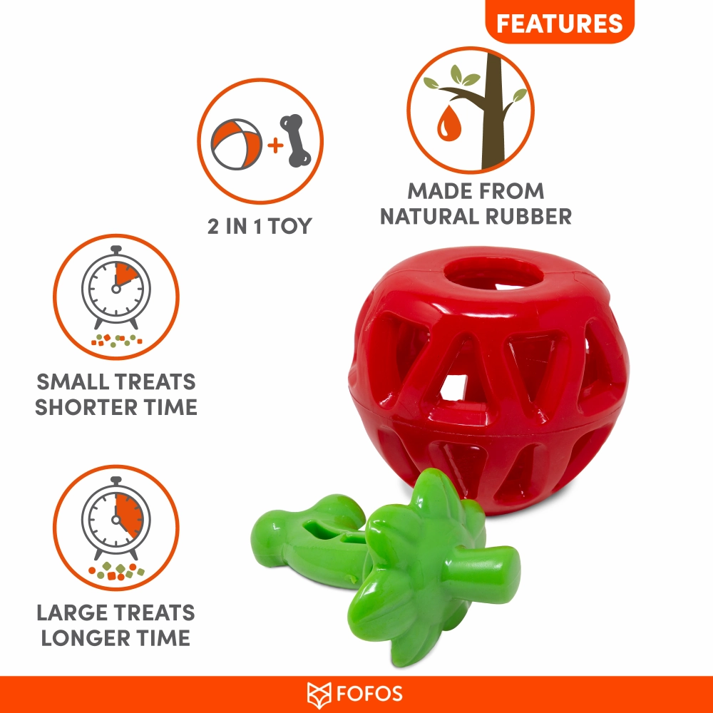 Barkbutler x Fofos Fruity Bites Treat Dispensing Strawberry Toy for Dogs