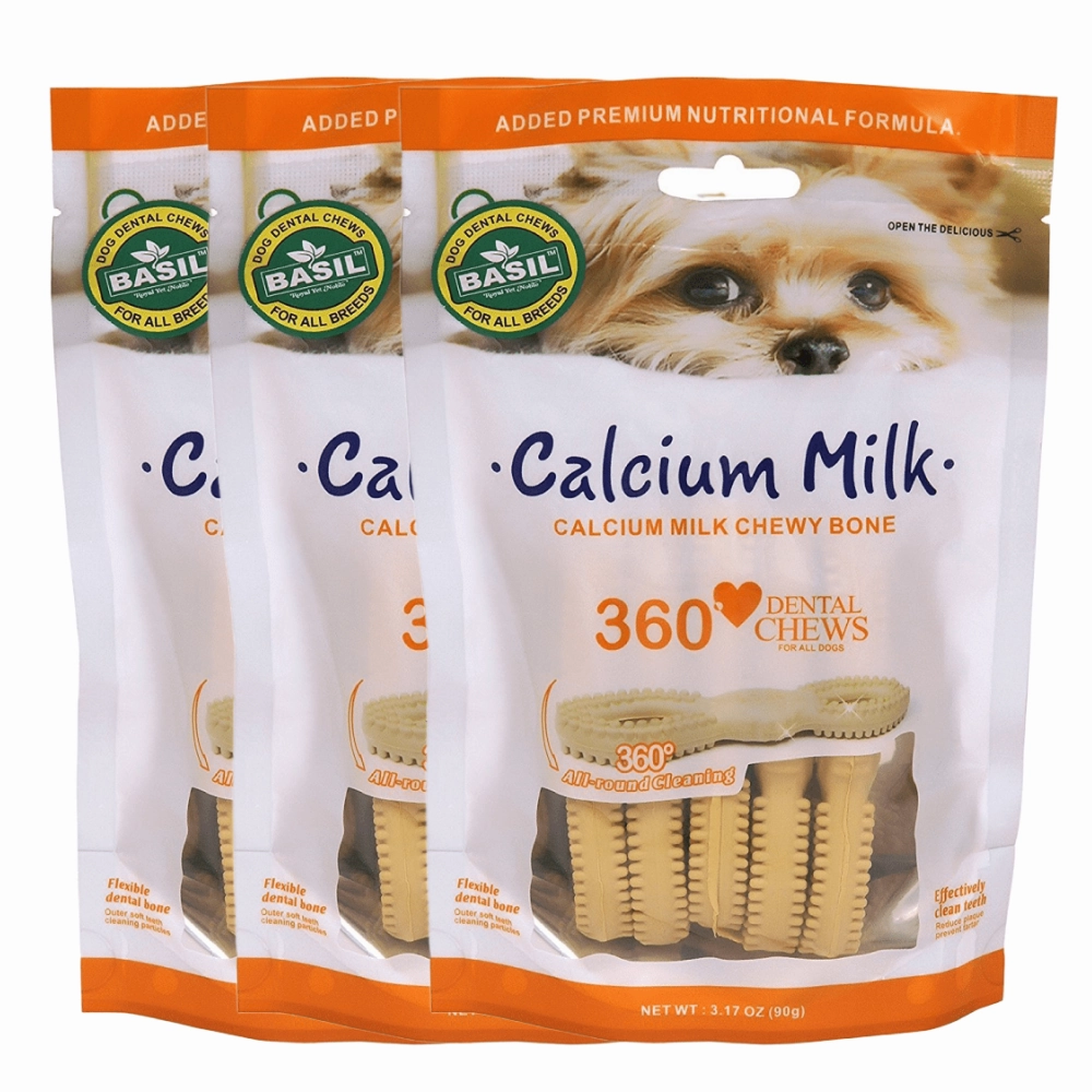 Basil Calcium Milk Chewy Bone Dog Treat