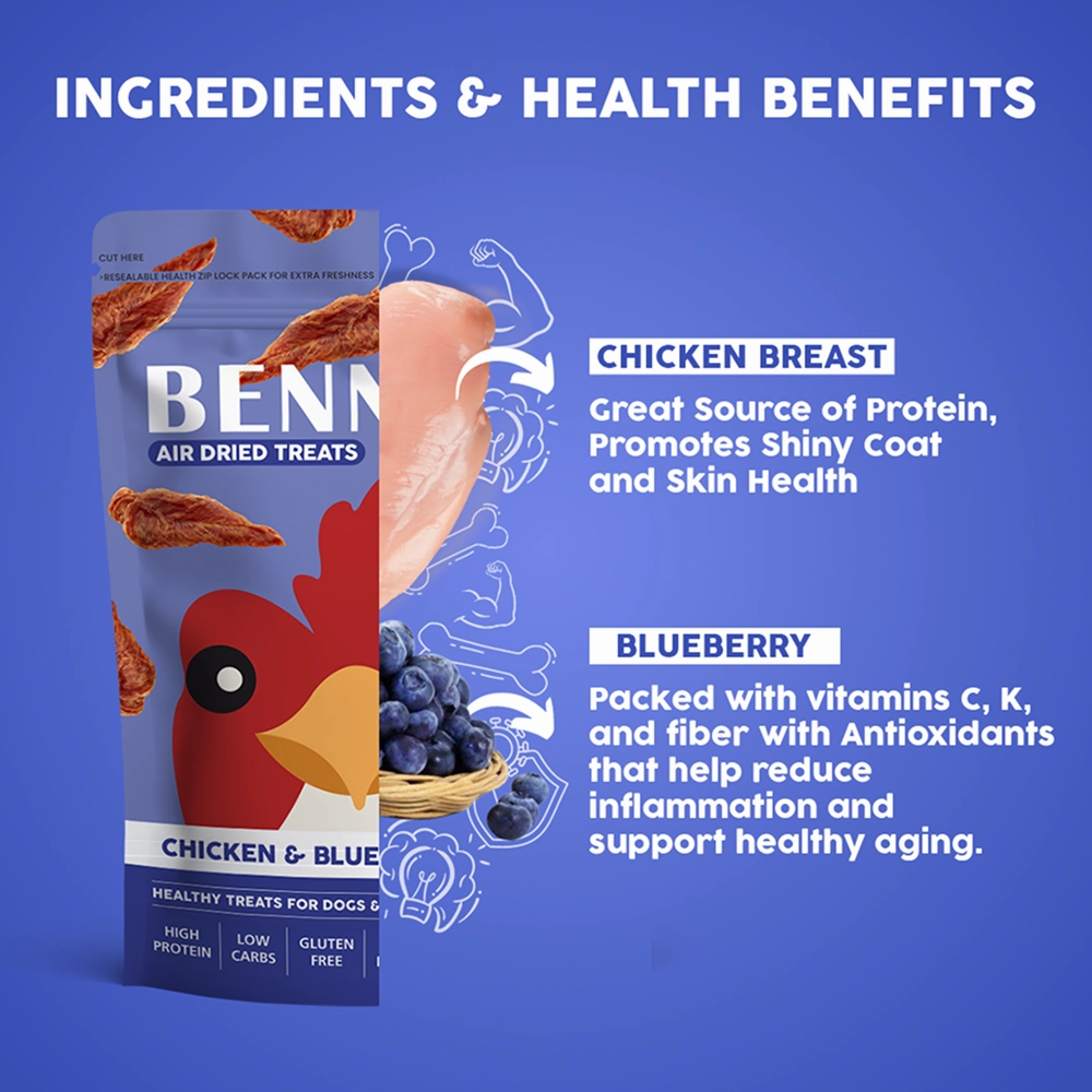 Bennys Bowl Chicken and Blueberry Jerky Dog Treats