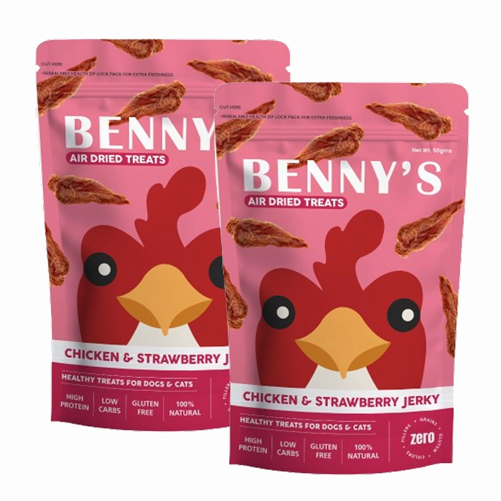 Bennys Bowl Chicken and Strawberry Jerky Dog Treats