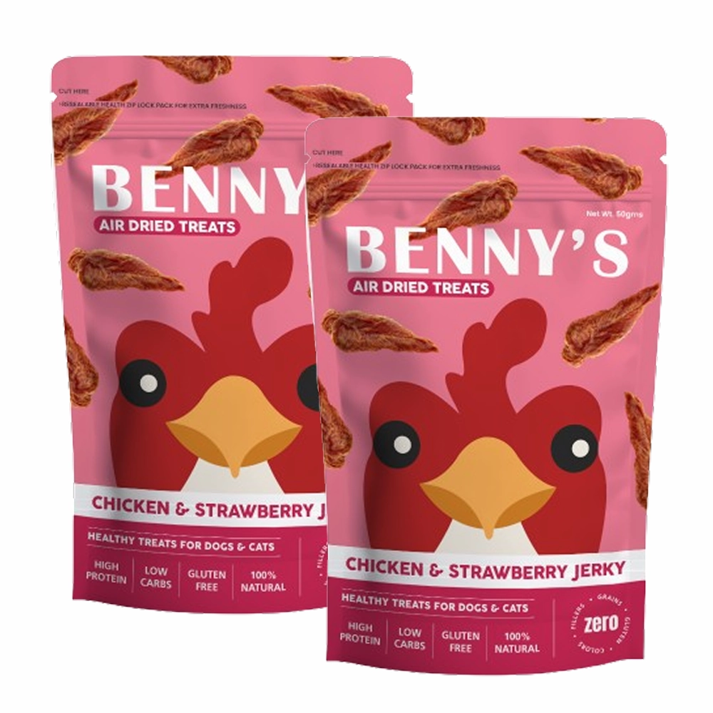 Bennys Bowl Chicken and Strawberry Jerky Dog Treats