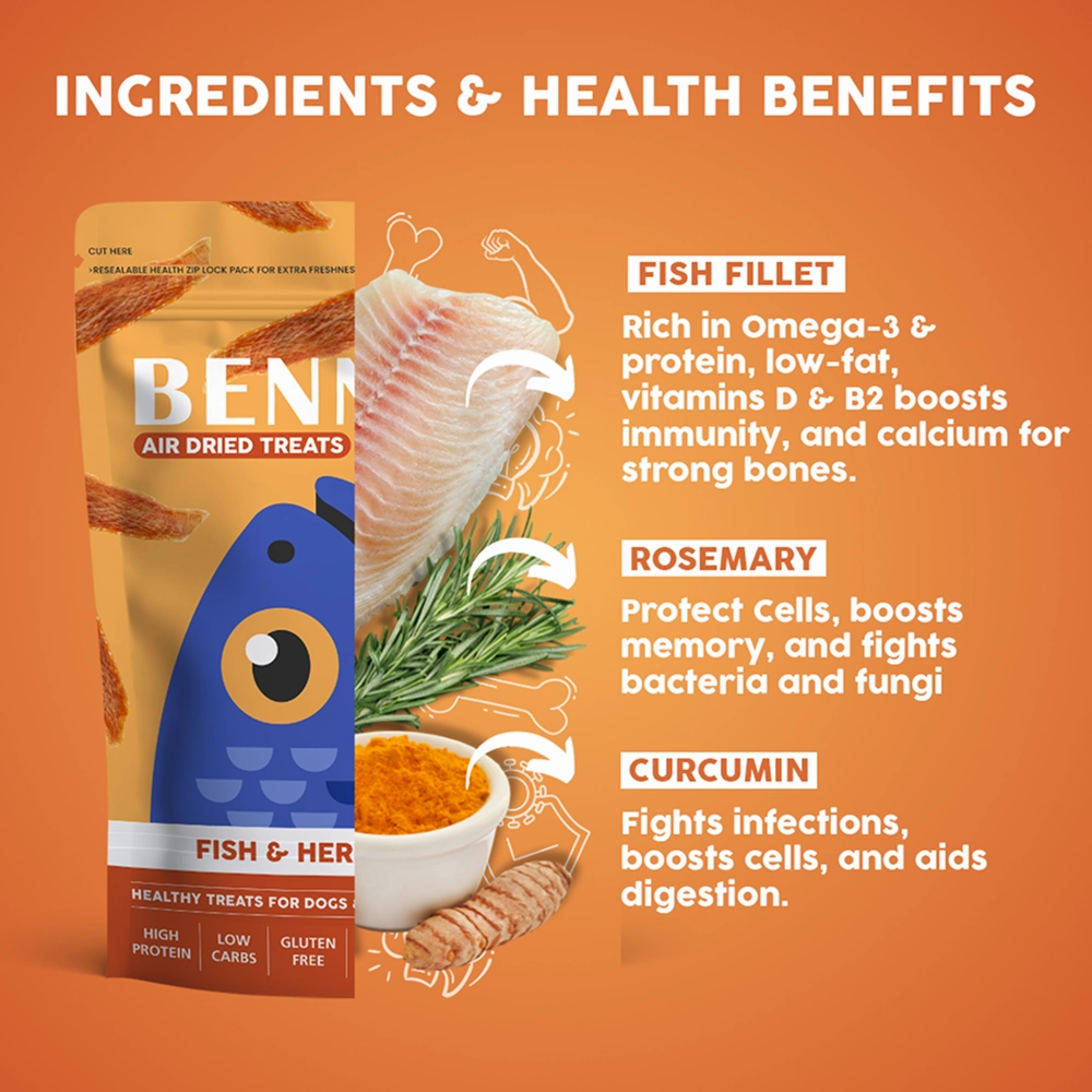 Bennys Bowl Fish and Herbs Jerky Dog Treats