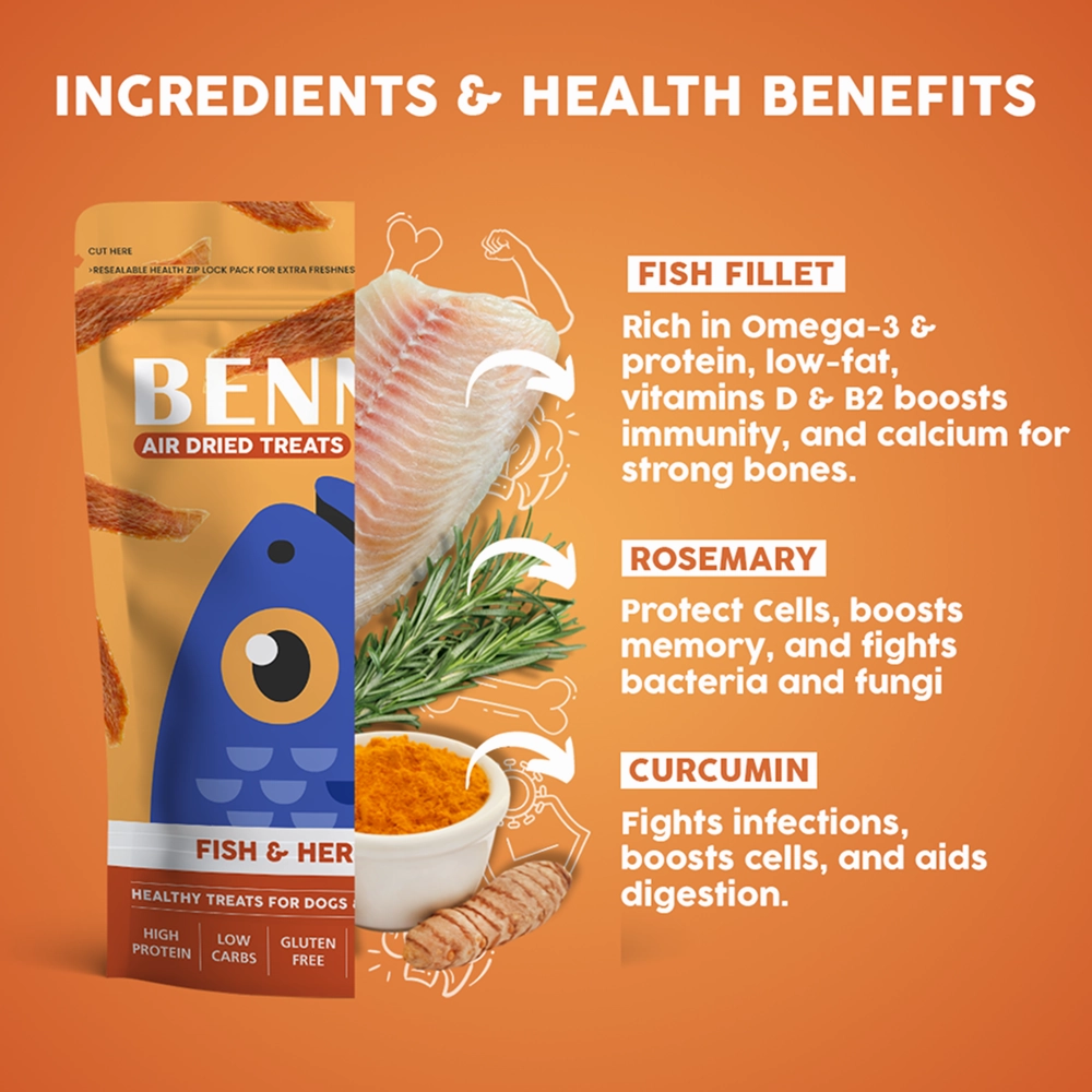 Bennys Bowl Fish and Herbs Jerky Dog Treats