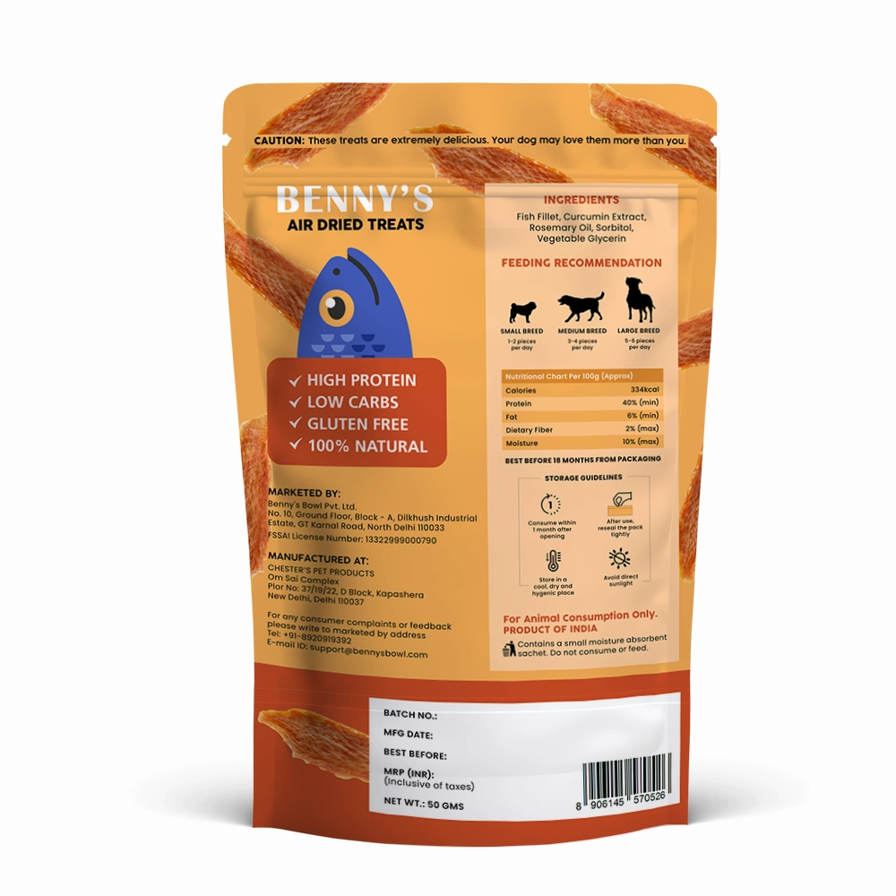 Bennys Bowl Fish and Herbs Jerky Dog Treats