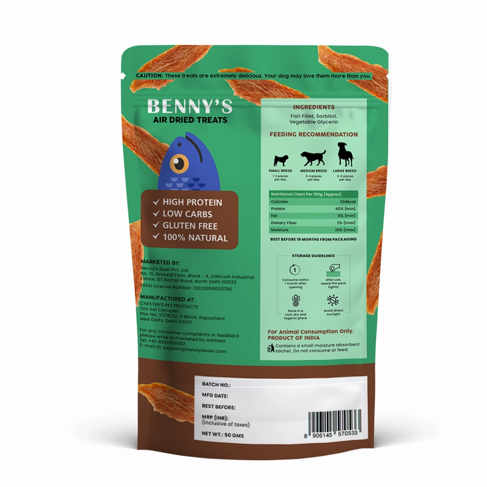 Bennys Bowl Smoked Fish Jerky Dog Treats