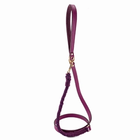 Beverly Classic Leather And Macrame Dog Leash Amethyst