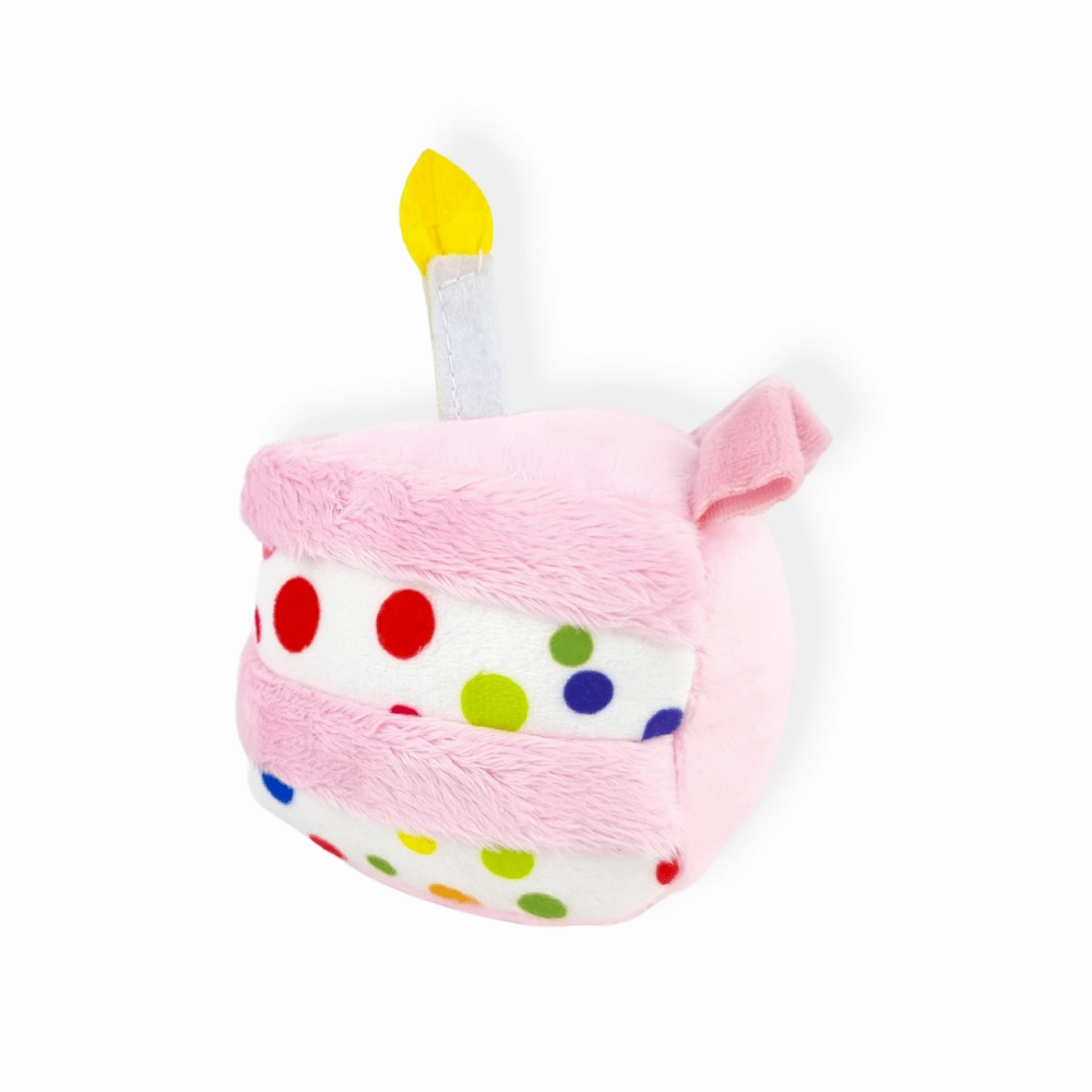 Birthday Cake Slice Dog Toy Pink