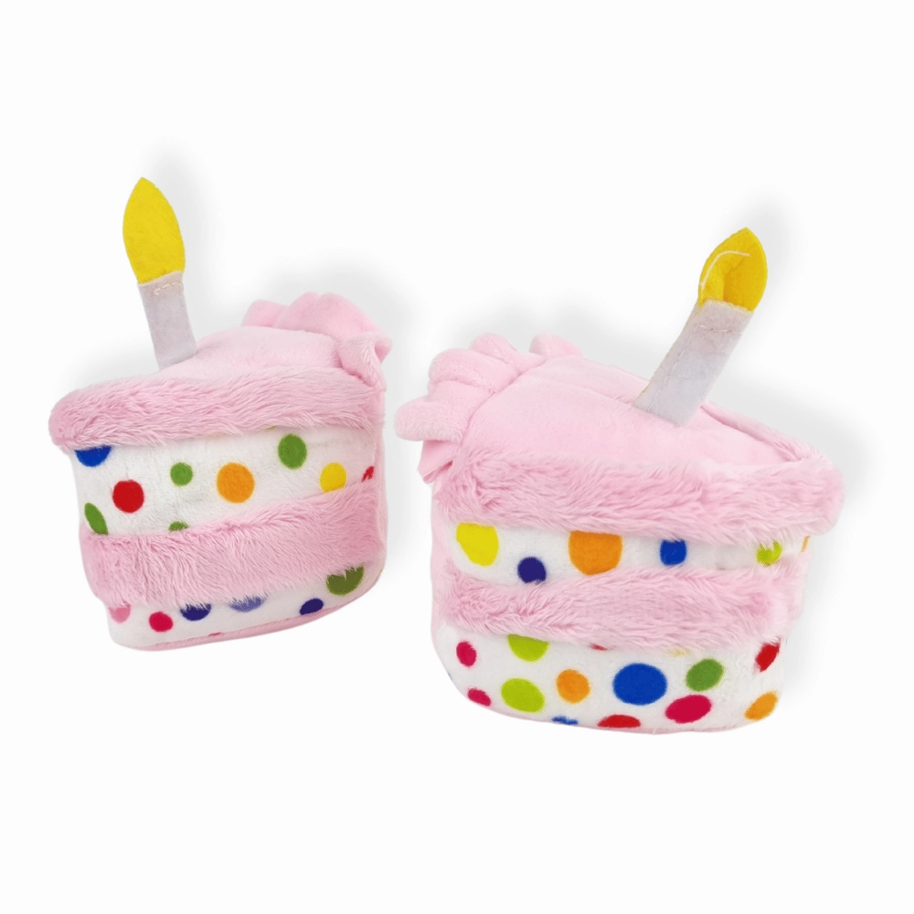 Birthday Cake Slice Dog Toy Pink