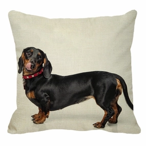 Black and Tan Dachshund Side On Throw Cushion