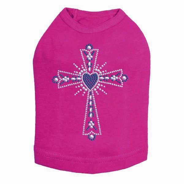 Blue Cross Rhinestone Dog Tank