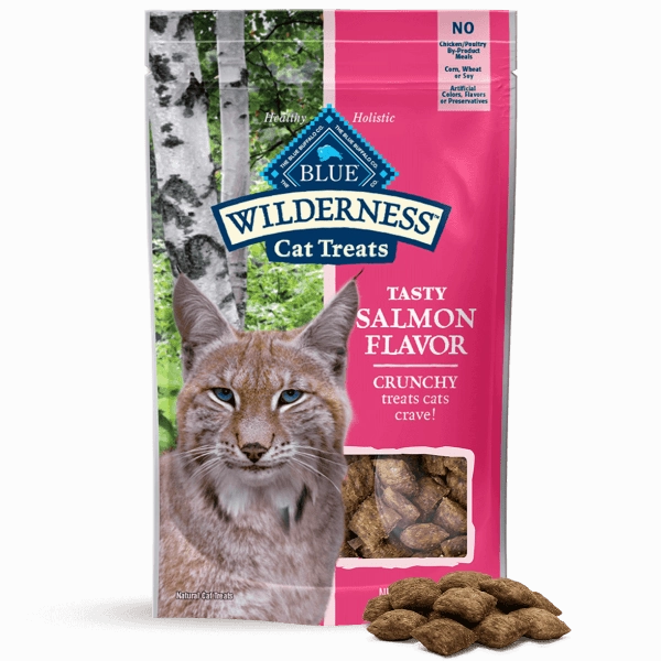 BLUE Wilderness Grain Free Crunchy Cat Treats; Tasty Salmon Flavor