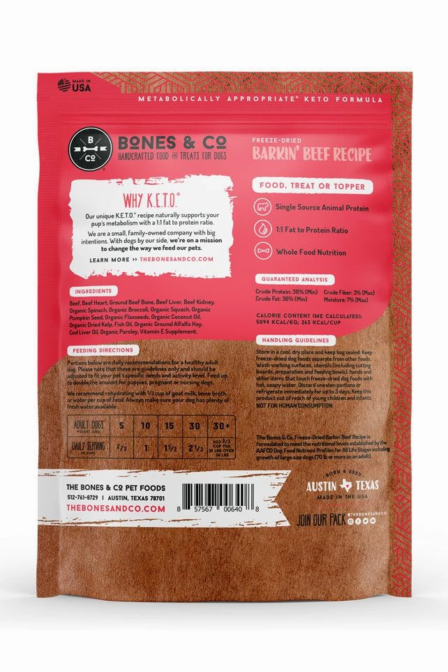 Bones and Co. Barkin' Beef Bites Freeze-Dried Dog Food