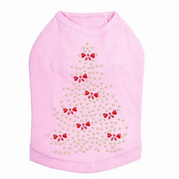 Bows Christmas Tree Rhinestone Dog Tank