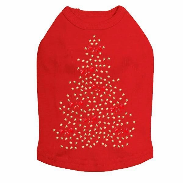 Bows Christmas Tree Rhinestone Dog Tank