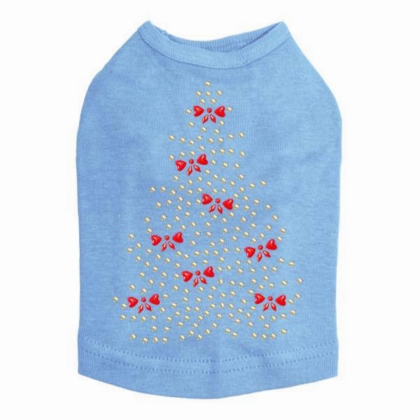 Bows Christmas Tree Rhinestone Dog Tank