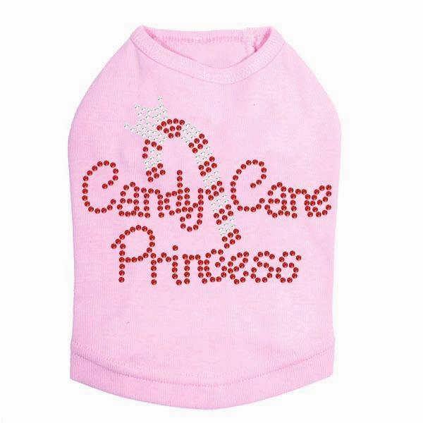 Candy Cane Princess Rhinestone Dog Tank