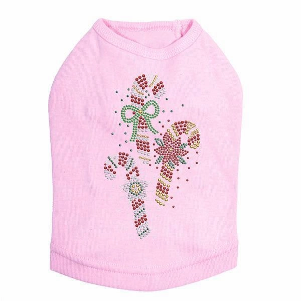 Candy Canes Rhinestone Dog Tank
