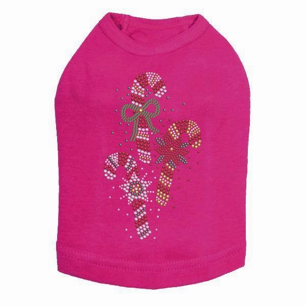 Candy Canes Rhinestone Dog Tank