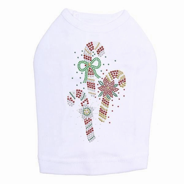 Candy Canes Rhinestone Dog Tank