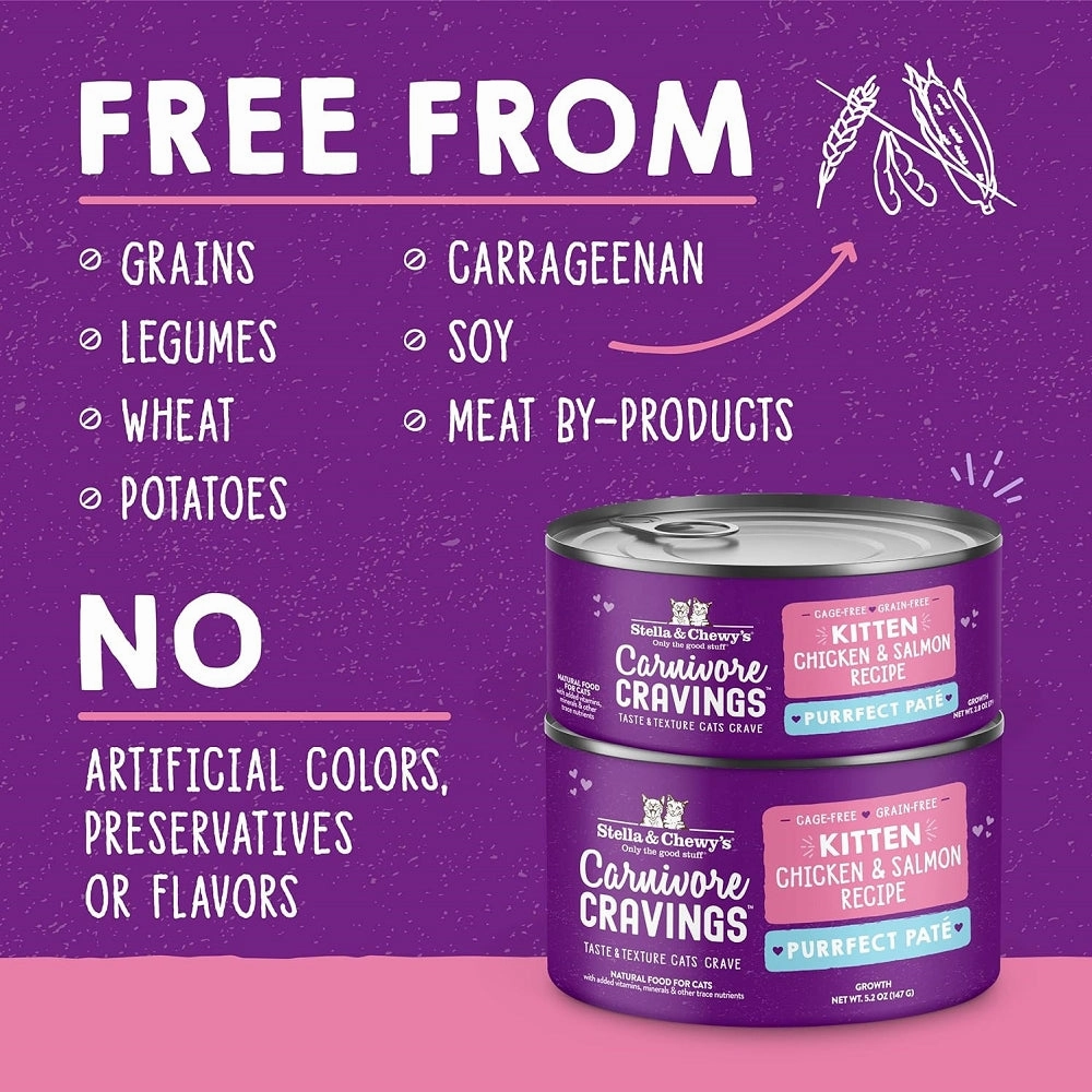 Carnivore Cravings  Kitten Chicken & Salmon 100% Complete Balance Diet Recipe Wet Cat Can