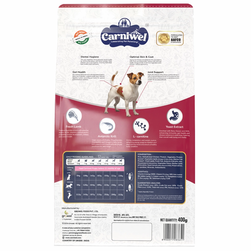 Carniwel Fresh Lamb Small Breed Adult Dog Dry Food