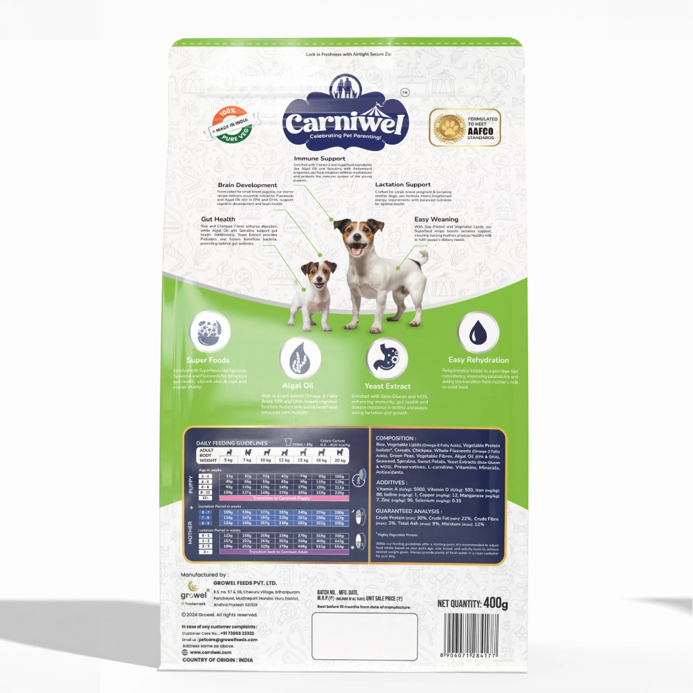 Carniwel Superfoods Veg Kibble Starter For Small Breed Mother & Baby Dog Dry Food