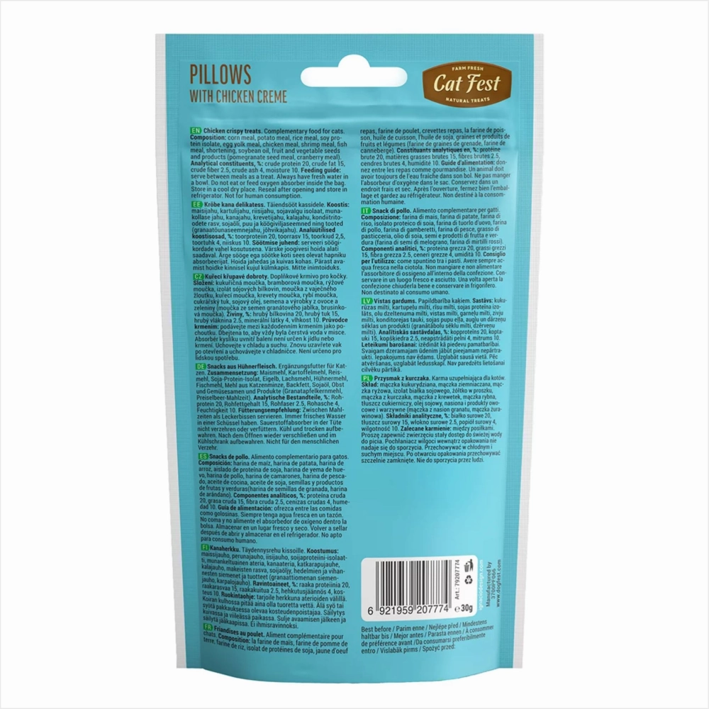 Catfest Pillows with Crab and Chicken Cream Cat Treats Combo