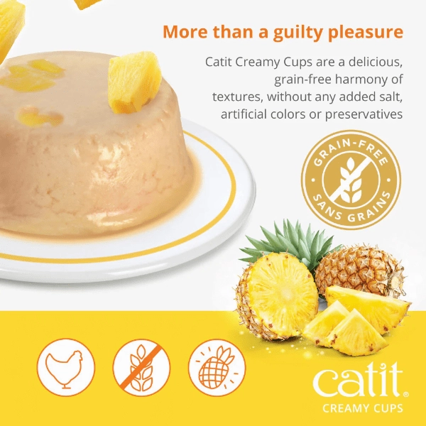 Catit Creamy Cups - Chicken Mousse with Pineapple Cat Treat