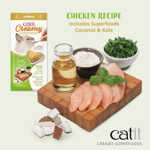 Catit Creamy Superfood Chicken Recipe with Coconut and Kale Cat Treats